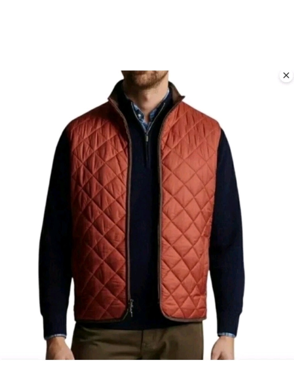 Peter Millar Quilted Essex Vest Mens L Burnt Orange Wind Proof Water Resistant